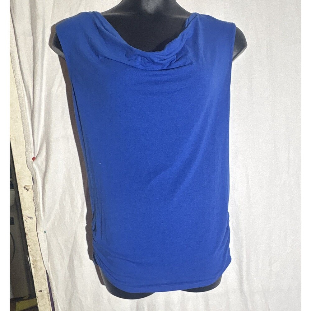 zoe+liv Women’s Blue Cowl Neck Sleeveless Lace Back Tank Top Size M